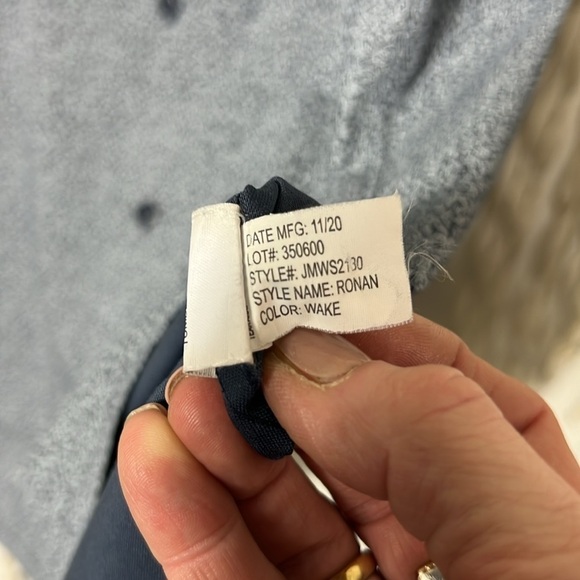 Johnnie-O Navy Print Short Sleeve Rowan Shirt Size Large - Picture 7 of 8